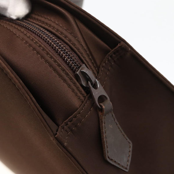 SAINT LAURENT Hand Bag Nylon Brown Silver Auth 175180
