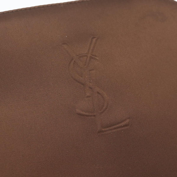 SAINT LAURENT Hand Bag Nylon Brown Silver Auth 175180