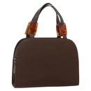 SAINT LAURENT Hand Bag Nylon Brown Silver Auth 175180-1