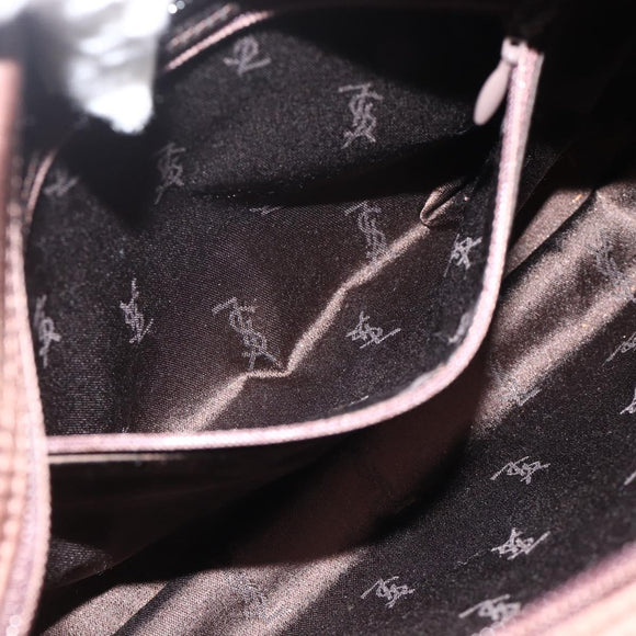 SAINT LAURENT Hand Bag Nylon Brown Silver Auth 175180