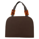 SAINT LAURENT Hand Bag Nylon Brown Silver Auth 175180-13