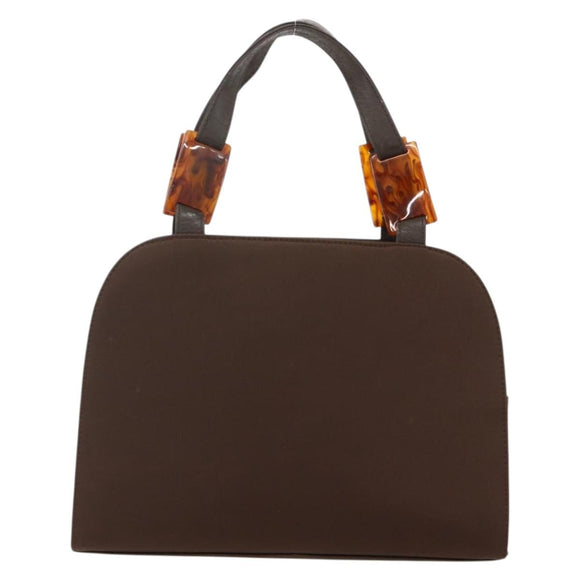 SAINT LAURENT Hand Bag Nylon Brown Silver Auth 175180