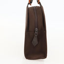 SAINT LAURENT Hand Bag Nylon Brown Silver Auth 175180-3