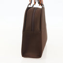 SAINT LAURENT Hand Bag Nylon Brown Silver Auth 175180-4