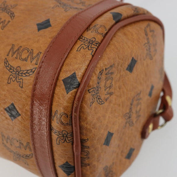 MCM Vicetos Logogram Shoulder Bag PVC Leather Brown Gold Auth 175181