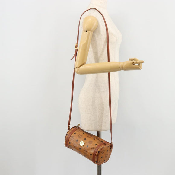 MCM Vicetos Logogram Shoulder Bag PVC Leather Brown Gold Auth 175181