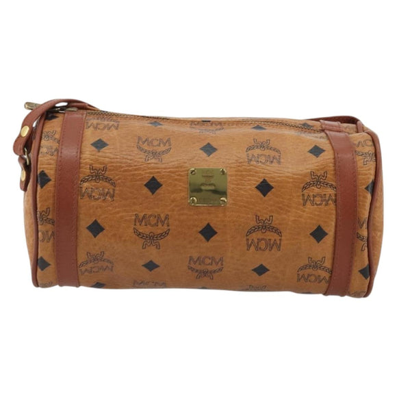 MCM Vicetos Logogram Shoulder Bag PVC Leather Brown Gold Auth 175181