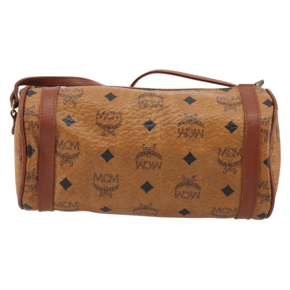 MCM Vicetos Logogram Shoulder Bag PVC Leather Brown Gold Auth 175181