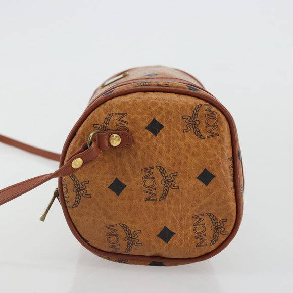 MCM Vicetos Logogram Shoulder Bag PVC Leather Brown Gold Auth 175181
