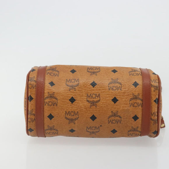 MCM Vicetos Logogram Shoulder Bag PVC Leather Brown Gold Auth 175181