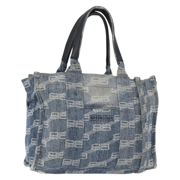 BALENCIAGA Hand Bag Denim 2way Blue Silver 671402 Auth 175182