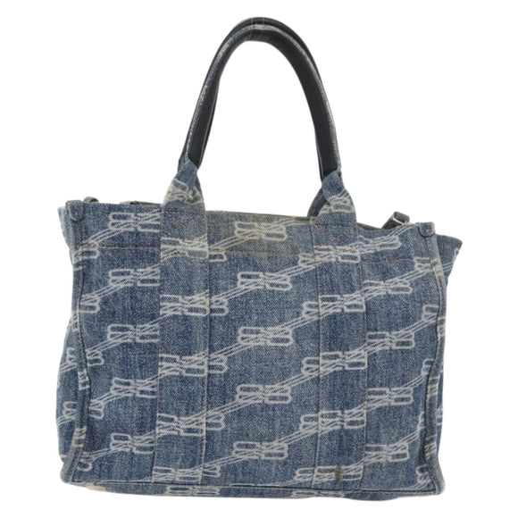 BALENCIAGA Hand Bag Denim 2way Blue Silver 671402 Auth 175182