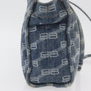 BALENCIAGA Hand Bag Denim 2way Blue Silver 671402 Auth 175182-4
