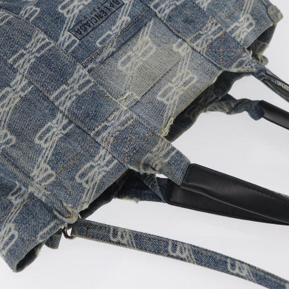 BALENCIAGA Hand Bag Denim 2way Blue Silver 671402 Auth 175182