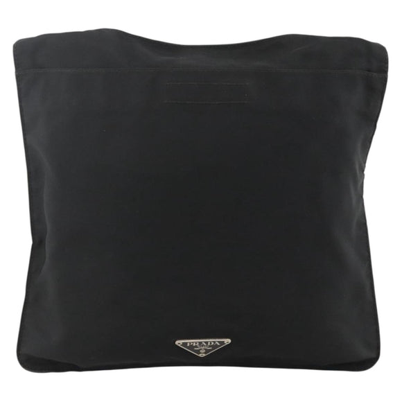 PRADA Shoulder Bag Nylon Black Silver Auth 175183