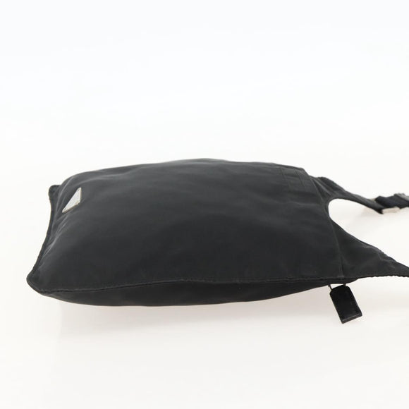 PRADA Shoulder Bag Nylon Black Silver Auth 175183