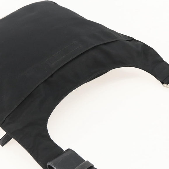 PRADA Shoulder Bag Nylon Black Silver Auth 175183