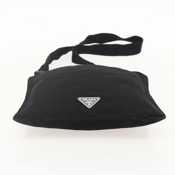 PRADA Shoulder Bag Nylon Black Silver Auth 175183