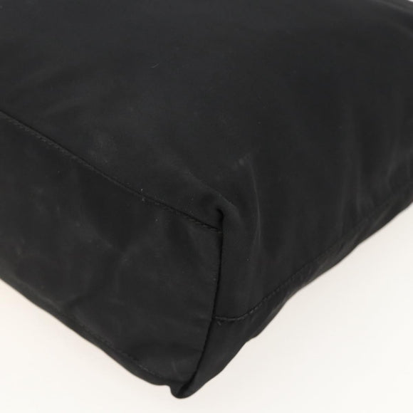 PRADA Hand Bag Nylon Black Silver Auth 175184