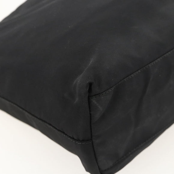 PRADA Hand Bag Nylon Black Silver Auth 175184