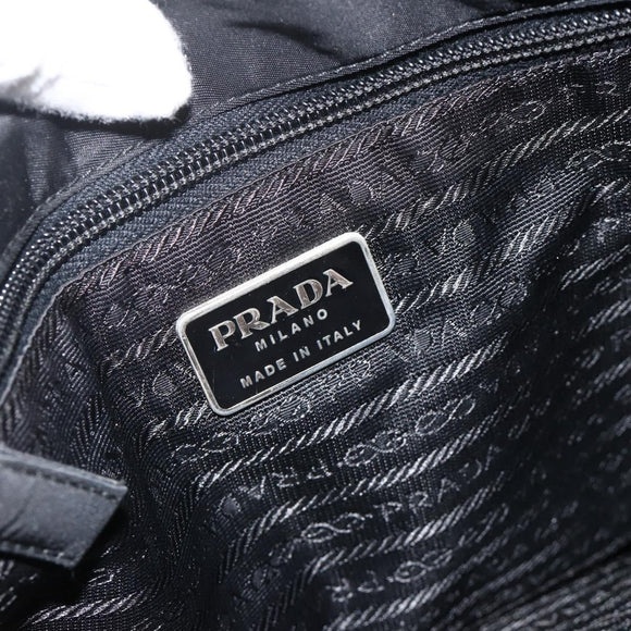 PRADA Hand Bag Nylon Black Silver Auth 175184