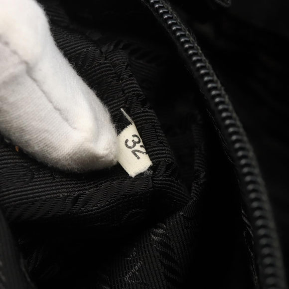 PRADA Hand Bag Nylon Black Silver Auth 175184
