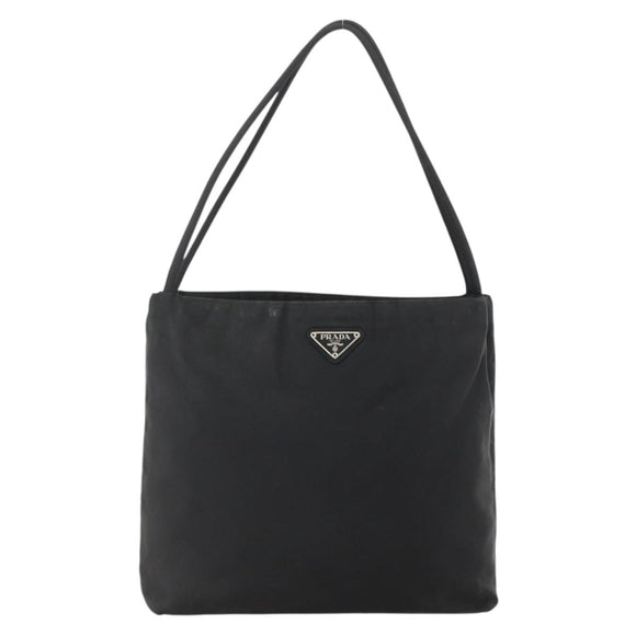 PRADA Hand Bag Nylon Black Silver Auth 175184