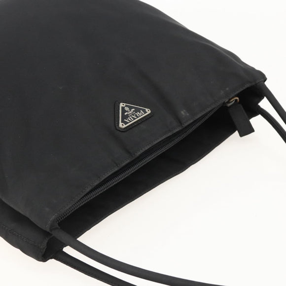 PRADA Hand Bag Nylon Black Silver Auth 175184