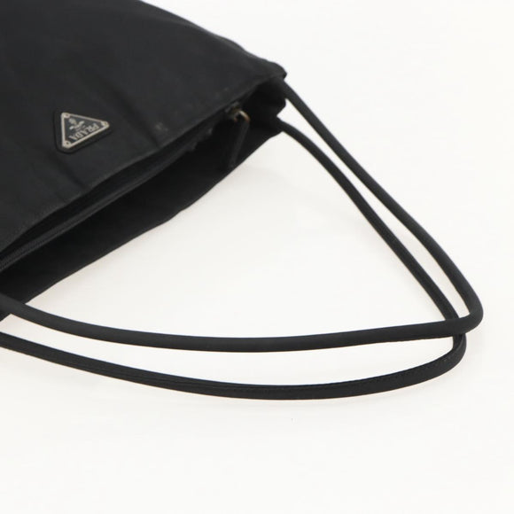 PRADA Hand Bag Nylon Black Silver Auth 175184