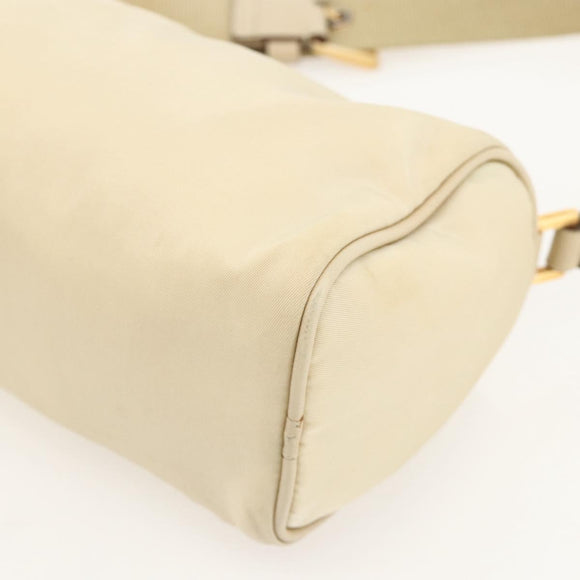 PRADA Shoulder Bag Nylon Beige Gold Auth 175188