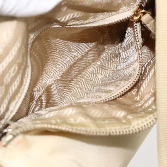 PRADA Shoulder Bag Nylon Beige Gold Auth 175188