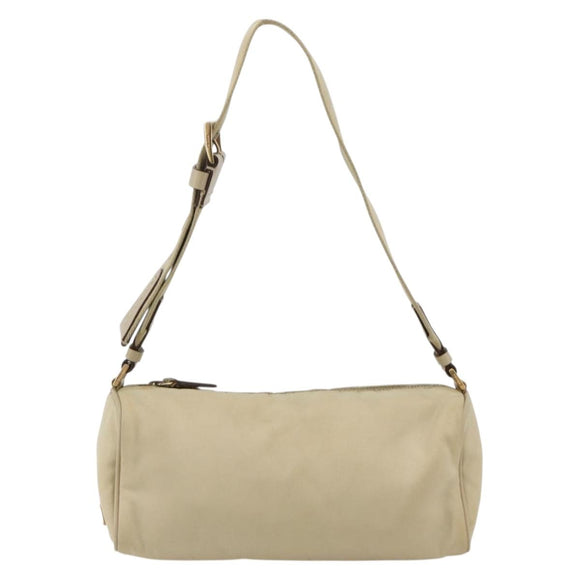 PRADA Shoulder Bag Nylon Beige Gold Auth 175188