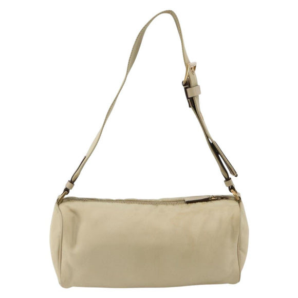 PRADA Shoulder Bag Nylon Beige Gold Auth 175188