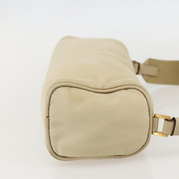 PRADA Shoulder Bag Nylon Beige Gold Auth 175188