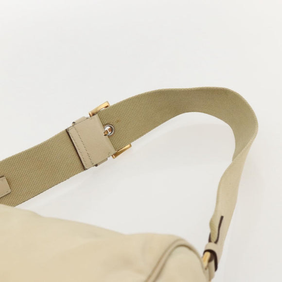 PRADA Shoulder Bag Nylon Beige Gold Auth 175188