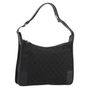 GUCCI GG Canvas Shoulder Bag Black Silver 001 4205 Auth 175189A-1
