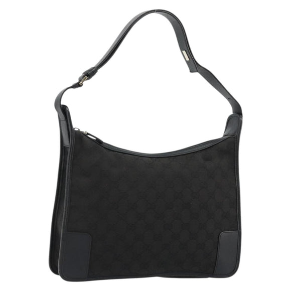 GUCCI GG Canvas Shoulder Bag Black Silver 001 4205 Auth 175189A