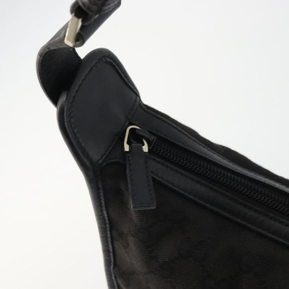 GUCCI GG Canvas Shoulder Bag Black Silver 001 4205 Auth 175189A