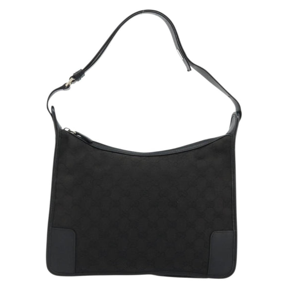 GUCCI GG Canvas Shoulder Bag Black Silver 001 4205 Auth 175189A