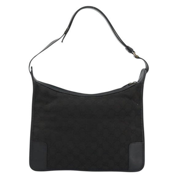 GUCCI GG Canvas Shoulder Bag Black Silver 001 4205 Auth 175189A
