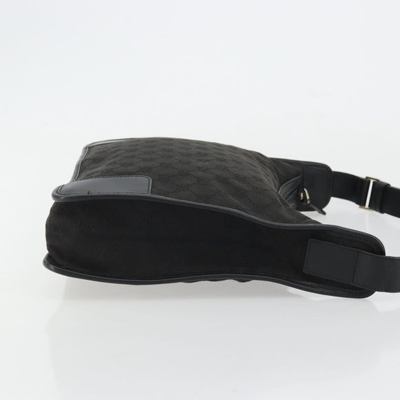 GUCCI GG Canvas Shoulder Bag Black Silver 001 4205 Auth 175189A