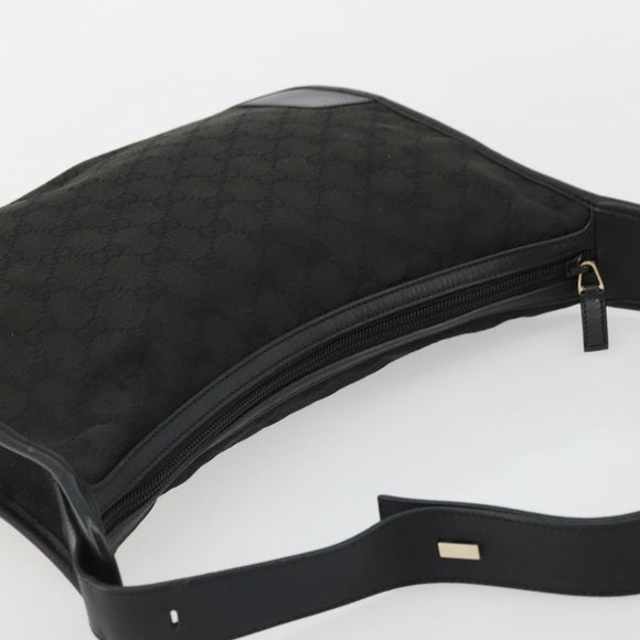 GUCCI GG Canvas Shoulder Bag Black Silver 001 4205 Auth 175189A