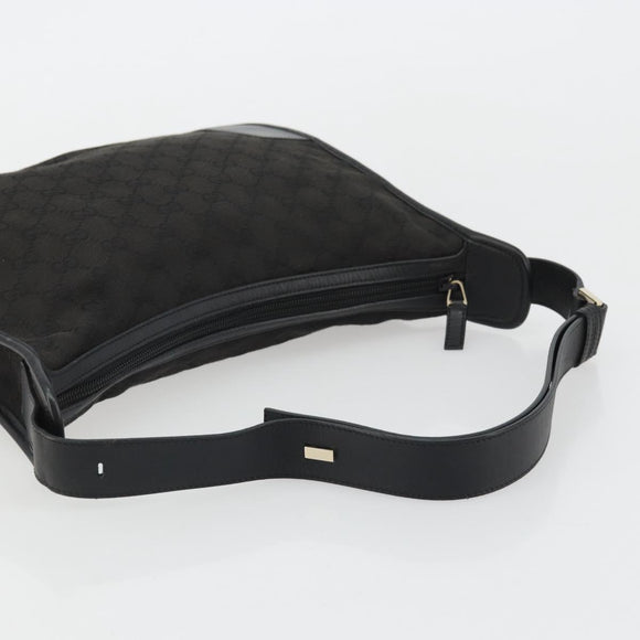 GUCCI GG Canvas Shoulder Bag Black Silver 001 4205 Auth 175189A