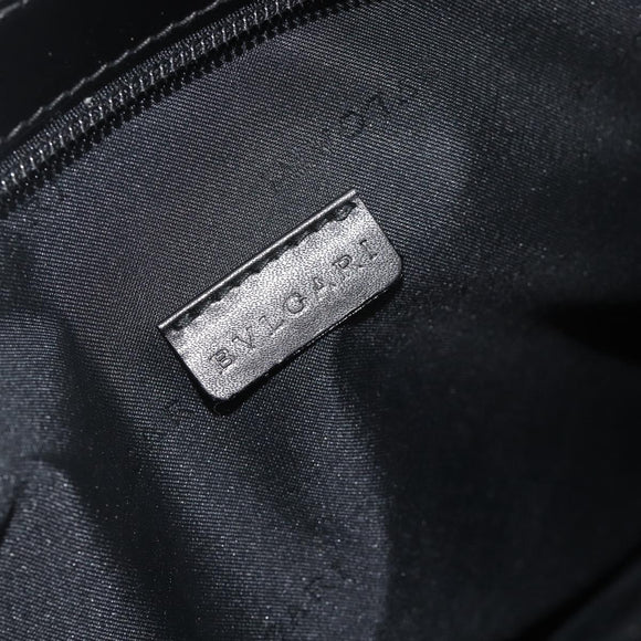 BVLGARI Logo Mania Schoudertas Denimblauw Zilver Auth 175190