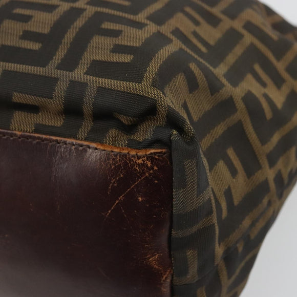 FENDI Zucca Canvas Tote Bag Brown Black Auth 175192