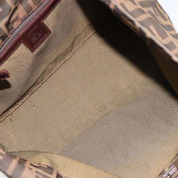 FENDI Zucca Canvas Tote Bag Brown Black Auth 175192