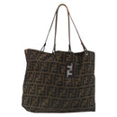 FENDI Zucca Canvas Tote Bag Brown Black Auth 175192-1