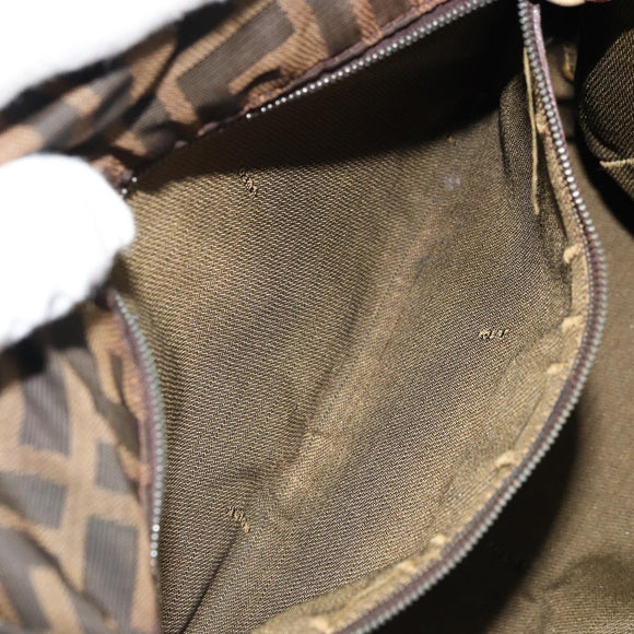 FENDI Zucca Canvas Tote Bag Brown Black Auth 175192