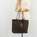 FENDI Zucca Canvas Tote Bag Brown Black Auth 175192-22