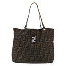 FENDI Zucca Canvas Tote Bag Brown Black Auth 175192-2